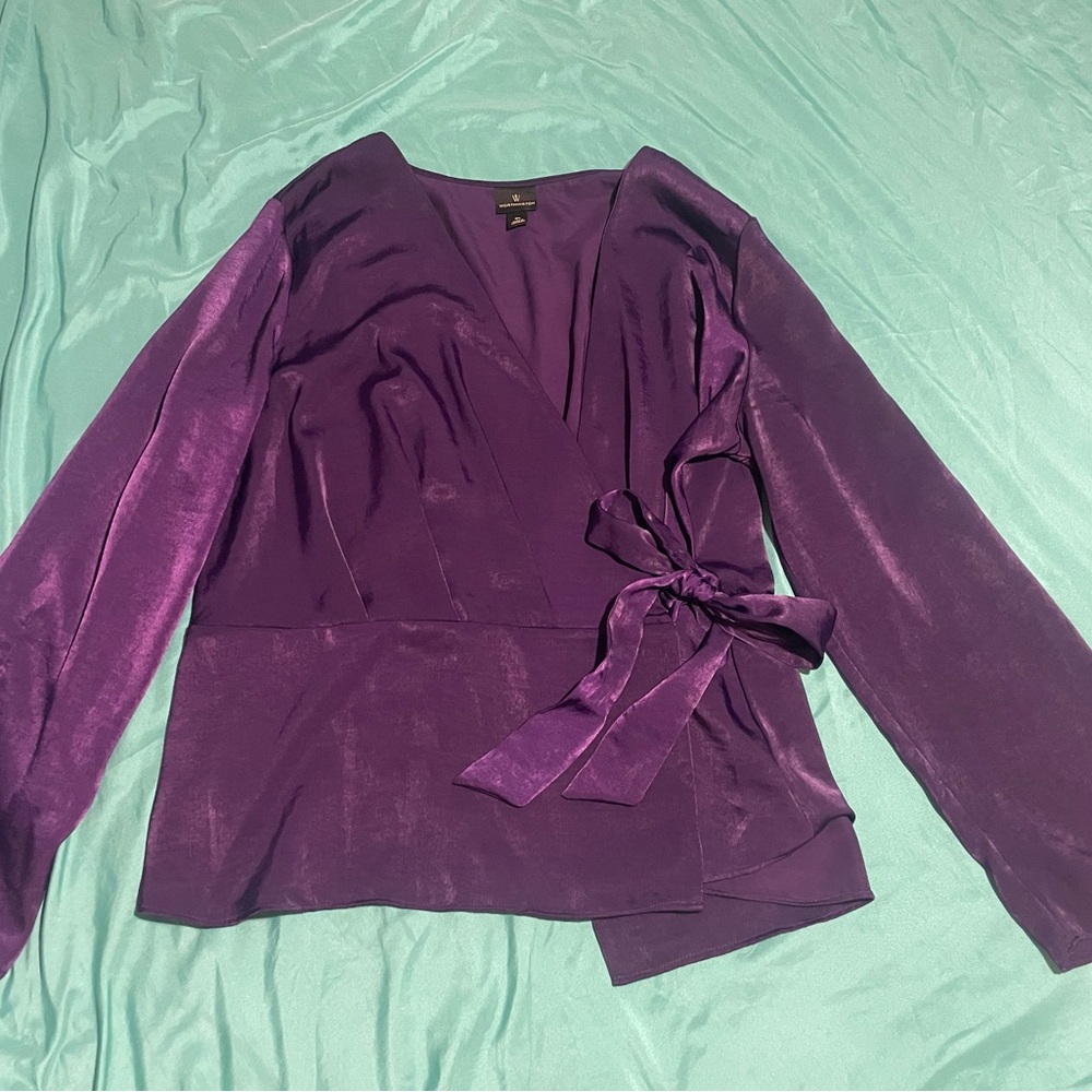 Worthington Deep Purple Wrap Blouse